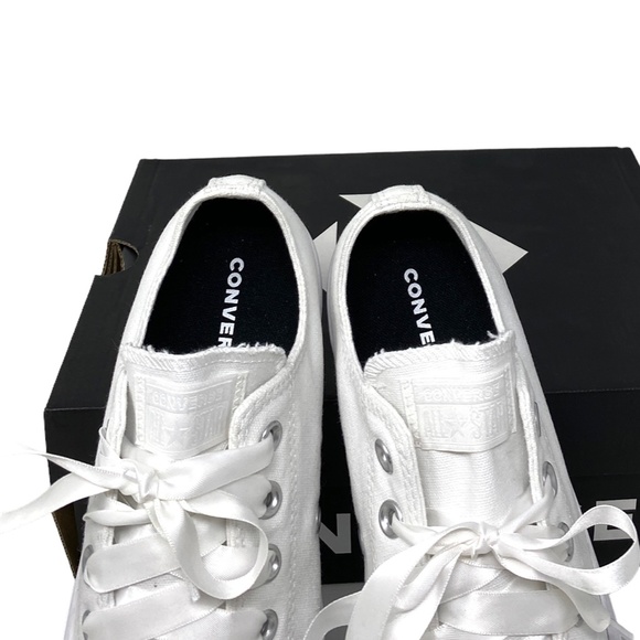Converse Ctas Low Top Wedding White Canvas Women's Sneakers Custom 171213C-WT - Picture 5 of 11